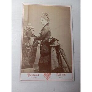 Antique Victorian Cabinet Card – Bustle Gown – Pierre Ferret Studio, Nice France